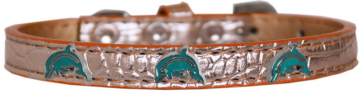 Dolphin Widget Croc Dog Collar Copper Size 18